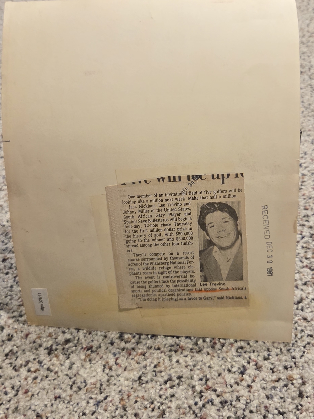Vintage Black & White 1971 Sports Illustrated Photo - Lee Trevino - Picture 5 of 7